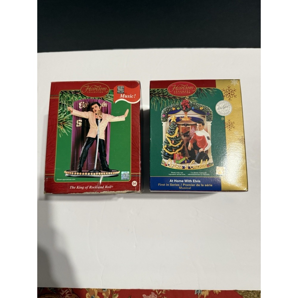 Elvis Presley Heirloom Collection Musical Christmas Ornaments Lot of 2